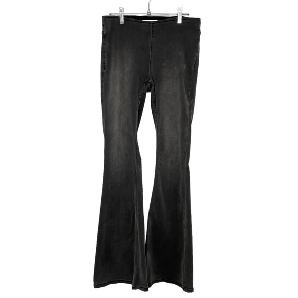 Free People Gray Penny Pull On Stretch Denim Flare Retro Jeans Women’s 27 - Picture 6 of 15